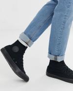  Scarpe Sneakers Converse Chuck Taylor All Star Tela Canvas Hi MonoCromo 