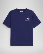 T-Shirt Freizeit Diadora SS FLOSS Baumwolle mit kurzen Ärmeln Frau Rundhalsausschnitt Blau