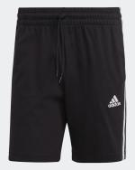 adidas Cotton Essentials 3-Streifen Single-Jersey-Baumwoll-Mann-Shorts mit Taschen Schwarz