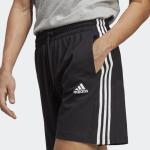 adidas Cotton Essentials 3-Streifen Single-Jersey-Baumwoll-Mann-Shorts mit Taschen Schwarz