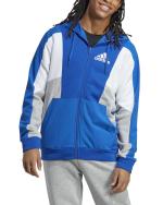 Jacke Sweatshirt Adidas Essentials Farbblock HD FZ Kapuze Baumwollfleece Royal White