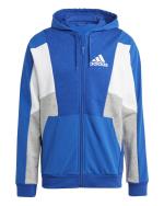 Jacke Sweatshirt Adidas Essentials Farbblock HD FZ Kapuze Baumwollfleece Royal White