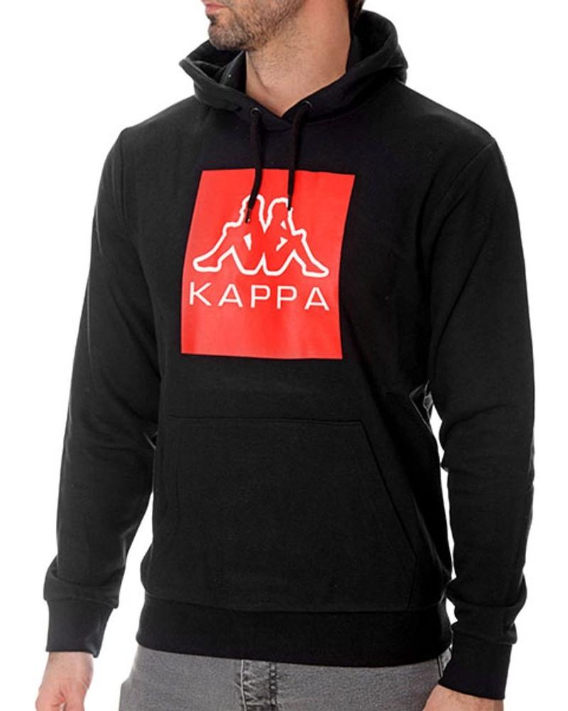  Felpa Cappuccio Hoodie UOMO Kappa Banda 222 LOGO EVAN Nero