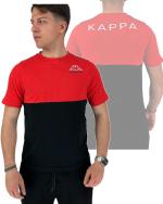 T-Shirt Freizeit Kappa LOGO EDWIN Herren Kurzarm Rundhals Baumwolljersey Rot - Schwarz