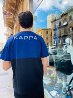 T-Shirt Freizeit Kappa LOGO EDWIN Herren Kurzarm Rundhals Baumwolljersey Blau Print - Schwarz