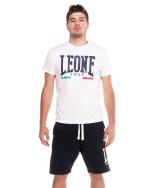 Komplettes Freizeit-Kit T-Shirt Shorts Leone 1947 Cotton Man Set T-Shirt Bermuda Vintage Logo Weiß