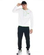 Trainingsanzug LEONE 1947 Sporty Fluo Hood French Terry aus gebürsteter Baumwolle Herren OPT.WEISS-SCHWARZ