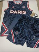 PSG Jordan Complete Training Football Kit Replica Version Blue Man Ärmellose Shorts 2023