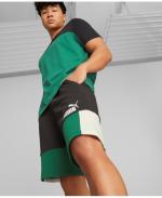 Puma Essentials Colour Block Baumwoll-Bermuda-Walking-Shorts mit Taschen Black Green Man