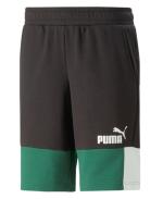 Puma Essentials Colour Block Baumwoll-Bermuda-Walking-Shorts mit Taschen Black Green Man