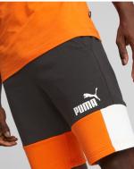 Puma Essentials Colour Block Baumwoll-Bermuda-Walking-Shorts mit Taschen Mann Schwarz Orange