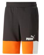 Puma Essentials Colour Block Baumwoll-Bermuda-Walking-Shorts mit Taschen Mann Schwarz Orange