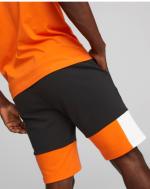 Puma Essentials Colour Block Baumwoll-Bermuda-Walking-Shorts mit Taschen Mann Schwarz Orange