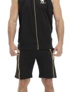 Sportliche Anzugjacke LEONE 1947 SLEEVELESS Hoodie FULL ZIP GOLD schwarz French Terry aus gebürsteter Baumwolle Man