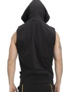 Sportliche Anzugjacke LEONE 1947 SLEEVELESS Hoodie FULL ZIP GOLD schwarz French Terry aus gebürsteter Baumwolle Man