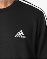 Sport-Sweatshirt Pullover adidas Essentials French Terry 3-Stripes Crewneck brushed Cotton Herren schwarz