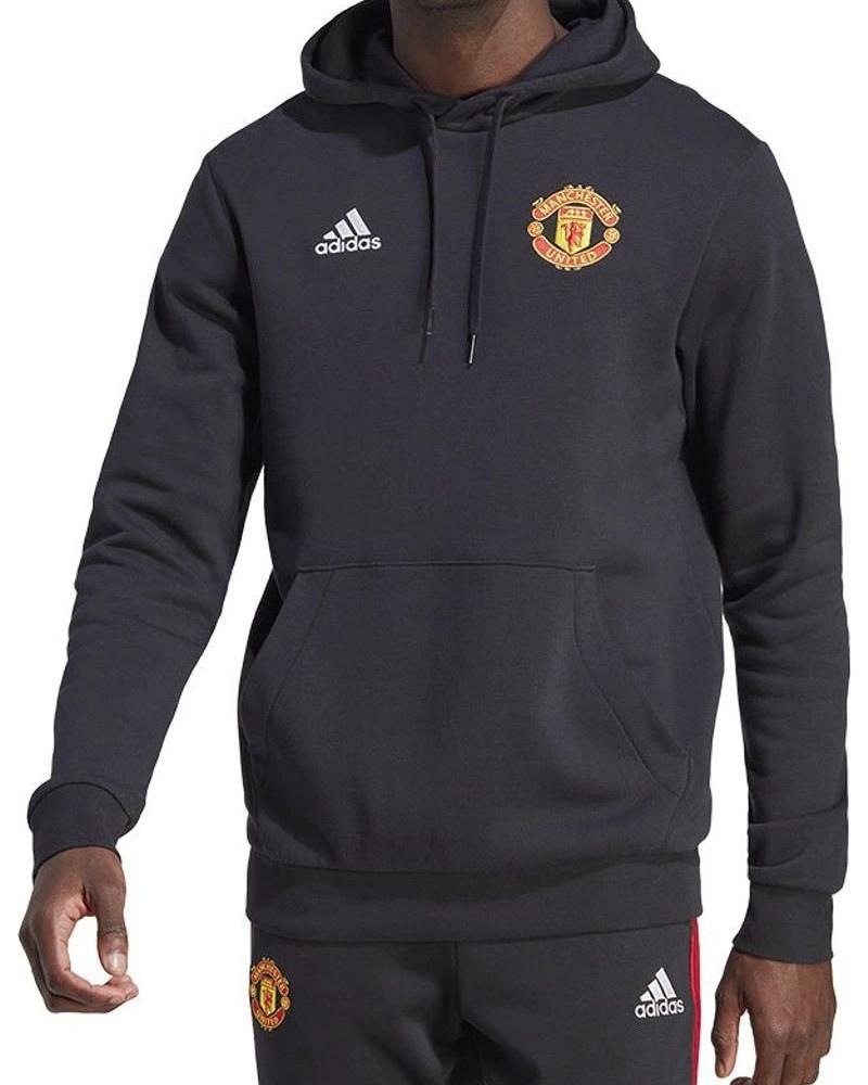  Manchester United Adidas Felpa Cappuccio Hoodie 2023 24 UOMO DNA HD Nero .