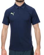 Puma teamLIGA Padel-Tennis-Poloshirt mit kurzen Ärmeln. Blaues Polyester