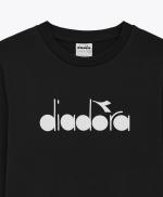 Sport-Sweatshirt Diadora Pullover CREW LOGO French Terry Schwarz gebürstete Baumwolle Hergestellt in Italien