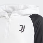 Trainings-Kapuzenpullover JUVENTUS FC Adidas Kapuze mit halbem Reißverschluss Weiß Kind Junge 2023 24 Schießen 23 Polyester