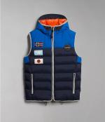 Bomber Jacket Shoulder Cape SLEEVELESS Vest Napapijri A-SHACKLETON VEST Man Blue