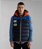 Bomber Jacket Shoulder Cape SLEEVELESS Vest Napapijri A-SHACKLETON VEST Man Blue