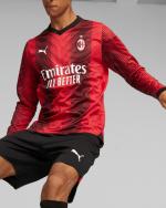  Ac Milan Puma Maglia Calcio maniche lunghe Rosso Nero 2023 24 Home 