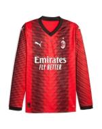  Ac Milan Puma Maglia Calcio maniche lunghe Rosso Nero 2023 24 Home 