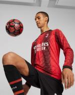  Ac Milan Puma Maglia Calcio maniche lunghe Rosso Nero 2023 24 Home 