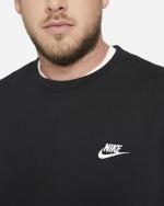  Felpa Sportiva Girocollo UOMO Nike Nero Pullover Crew Club Fleece Cotone 