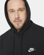 NIKE HOODIE Pullover Sportswear CLUB Sportswear Fleece MIT TASCHEN Baumwolle Schwarz