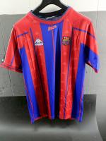 HISTORISCHES VINTAGE-Fußballtrikot BARCELONA FC Kappa GUARDIOLA 4 HOME kurze Ärmel BlauGrana 1997-98