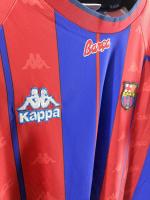 HISTORISCHES VINTAGE-Fußballtrikot BARCELONA FC Kappa GUARDIOLA 4 HOME kurze Ärmel BlauGrana 1997-98