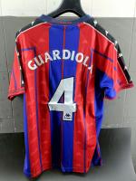 HISTORISCHES VINTAGE-Fußballtrikot BARCELONA FC Kappa GUARDIOLA 4 HOME kurze Ärmel BlauGrana 1997-98