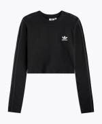 Adidas Originals Damen-Sport-Sweatshirt mit Rundhalsausschnitt, verkürzt, aus schwarzer Baumwolle