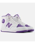  Scarpe Sneakers Unisex New Balance Mid Bianco Viola BB480 Lifestyle 