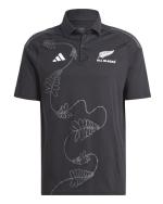  All Blacks New Zealand Adidas Polo Maglia RWC Nero 2024 Cotone 