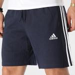 adidas Cotton Essentials 3-Streifen Single-Jersey-Baumwoll-Mann-Shorts mit Taschen Blau