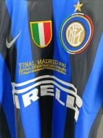 Fußballtrikot INTER FC NIKE JAVIER ZANETTI 4 Home Treble Endspiel UEFA CHAMPIONS LEAGUE Kurzarm Schwarz Blau Feierlicher historischer Jahrgang