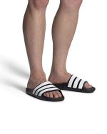 Adidas adilette Flow Unisex Meer Schwimmbad Schwimmen Freizeit Gummi Hausschuhe Schwarz Weiß