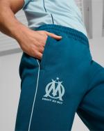 Anzughose OLYMPIQUE MARSEILLE OM Puma Sweat CASUALS mit Reißverschlusstaschen Baumwollfleece Herren 2024 25 blau Ocean Tropic