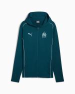 Anzugjacke OLYMPIQUE MARSEILLE OM Puma CASUALS Baumwoll-Sweatshirt mit durchgehendem Reißverschluss für Herren 2024 25 Blue Ocean Tropic