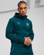 Anzugjacke OLYMPIQUE MARSEILLE OM Puma CASUALS Baumwoll-Sweatshirt mit durchgehendem Reißverschluss für Herren 2024 25 Blue Ocean Tropic