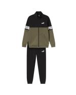 Puma Power Colorbloc Herren Trainingsanzug aus Baumwollfleece Olivgrün