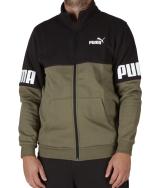 Puma Power Colorbloc Herren Trainingsanzug aus Baumwollfleece Olivgrün