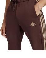 Anzughose Adidas Essentials Fleece 3-Streifen Tapered Cuff Baumwollfleece Mann Mit Taschen Braun