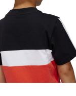 Adidas Tiberio 3-Streifen Colorblock Baumwolle Junior T-Shirt Rot Schwarz