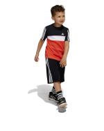 Adidas Tiberio 3-Streifen Colorblock Baumwolle Junior T-Shirt Rot Schwarz