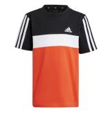 Adidas Tiberio 3-Streifen Colorblock Baumwolle Junior T-Shirt Rot Schwarz