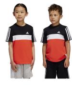 Adidas Tiberio 3-Streifen Colorblock Baumwolle Junior T-Shirt Rot Schwarz